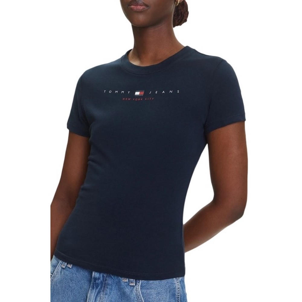 TOMMY JEANS SLIM US LINEAR TEE T-SHIRT ΜΠΛΟΥΖΑ ΓΥΝΑΙΚΕΙΑ NAVY