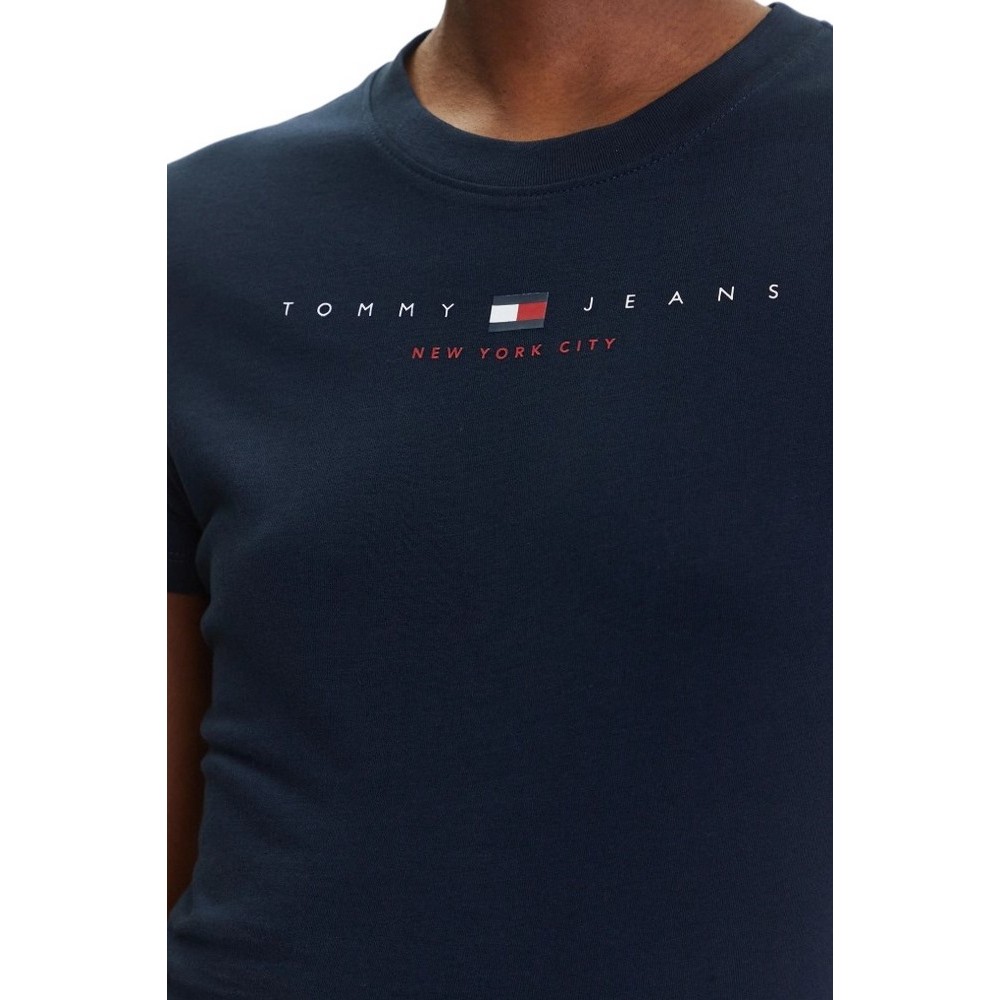TOMMY JEANS SLIM US LINEAR TEE T-SHIRT ΜΠΛΟΥΖΑ ΓΥΝΑΙΚΕΙΑ NAVY