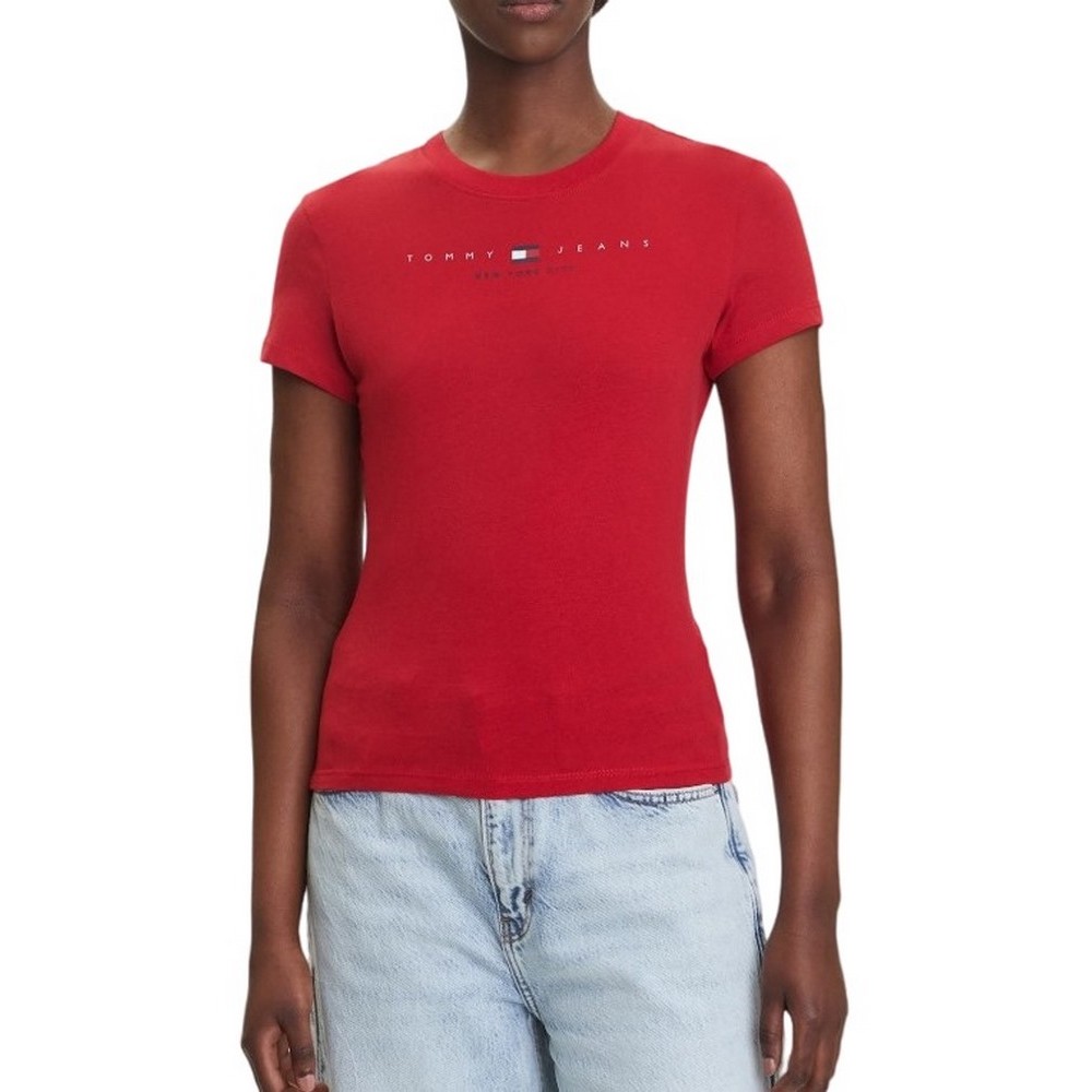TOMMY JEANS SLIM US LINEAR TEE T-SHIRT ΜΠΛΟΥΖΑ ΓΥΝΑΙΚΕΙΑ RED