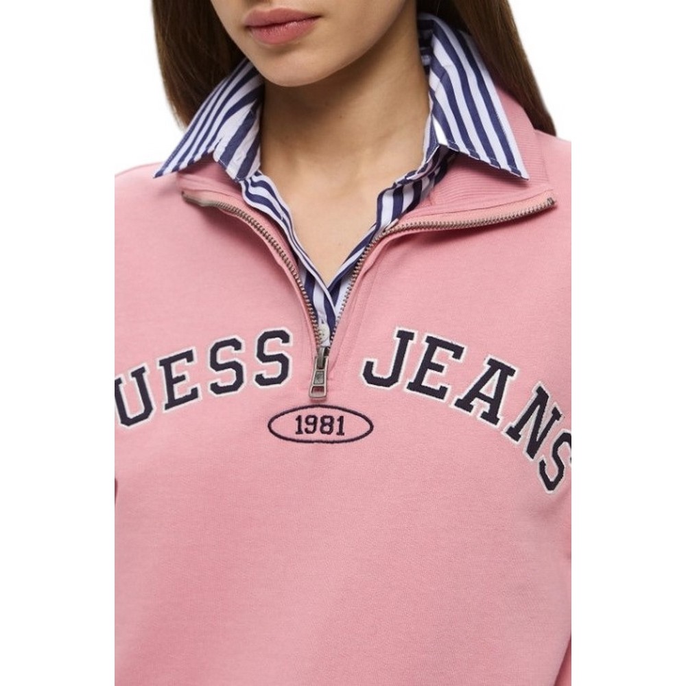 GUESS JEANS REG HALF ZIP SWEATSH ΜΠΛΟΥΖΑ ΦΟΥΤΕΡ ΓΥΝΑΙΚΕΙΑ PINK