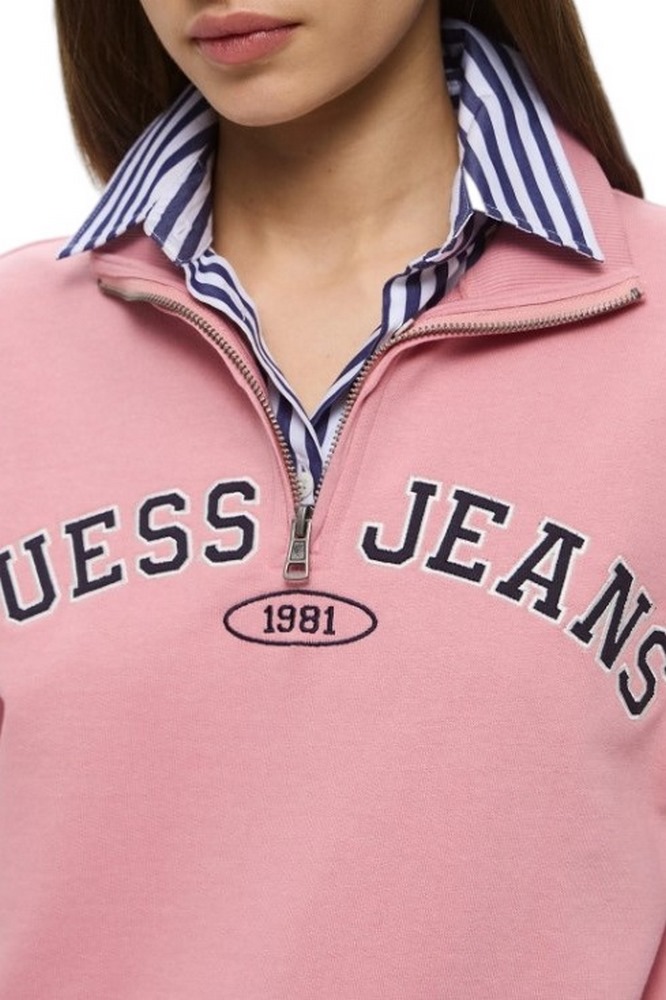 GUESS JEANS REG HALF ZIP SWEATSH ΜΠΛΟΥΖΑ ΦΟΥΤΕΡ ΓΥΝΑΙΚΕΙΑ PINK