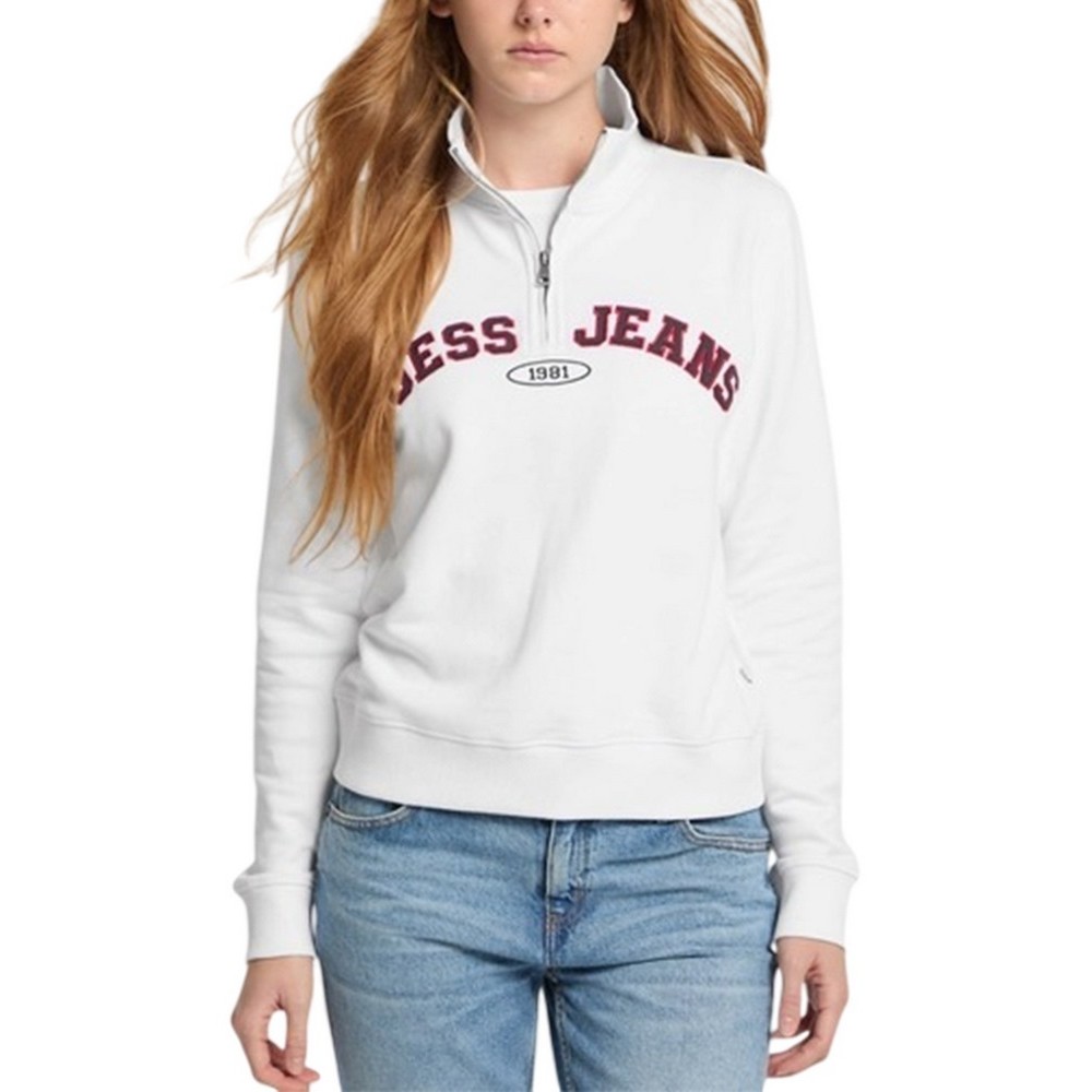GUESS JEANS REG HALF ZIP SWEATSH ΜΠΛΟΥΖΑ ΦΟΥΤΕΡ ΓΥΝΑΙΚΕΙΑ WHITE