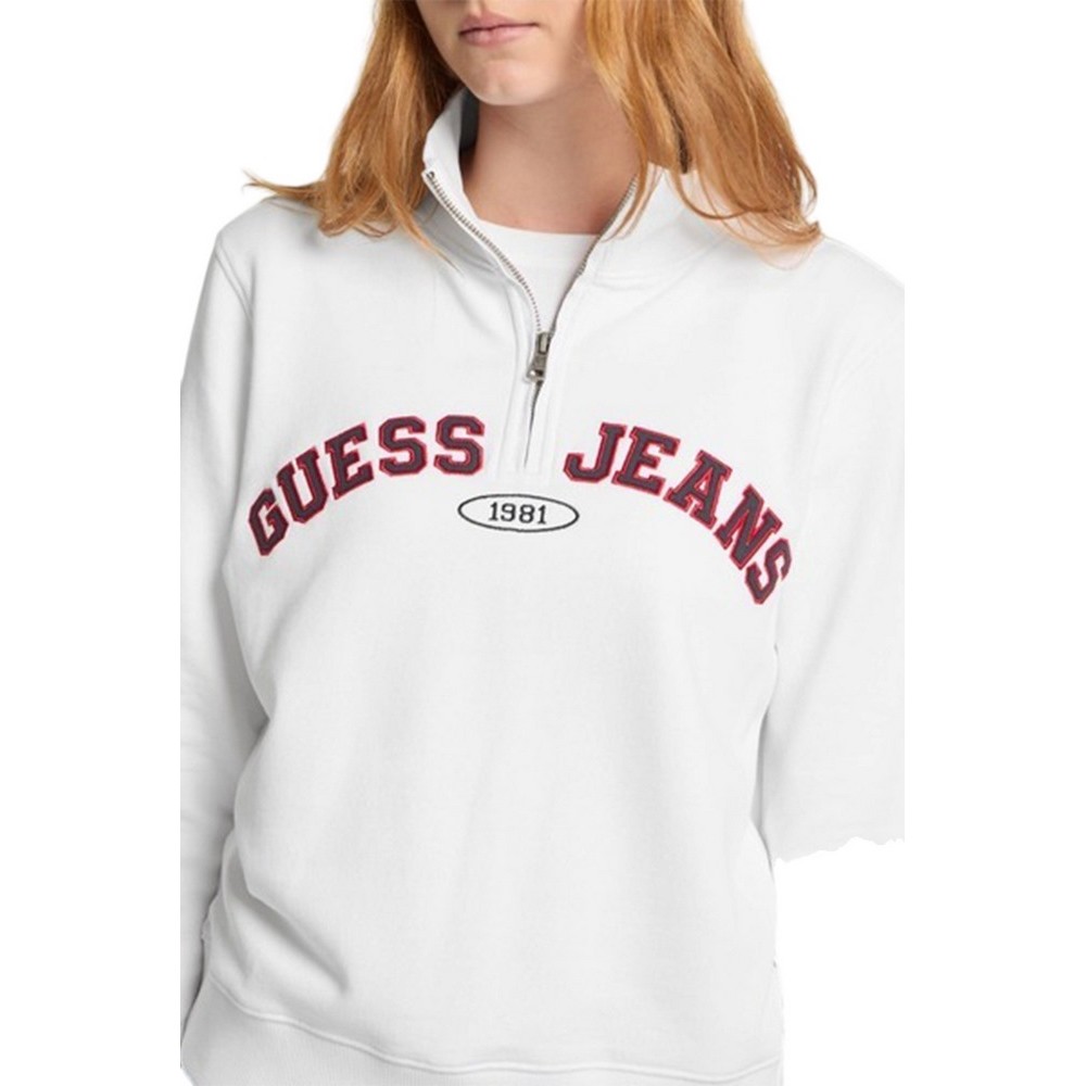 GUESS JEANS REG HALF ZIP SWEATSH ΜΠΛΟΥΖΑ ΦΟΥΤΕΡ ΓΥΝΑΙΚΕΙΑ WHITE