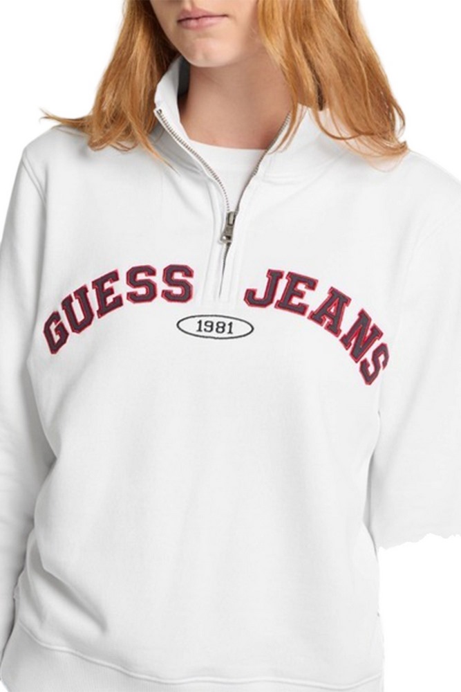 GUESS JEANS REG HALF ZIP SWEATSH ΜΠΛΟΥΖΑ ΦΟΥΤΕΡ ΓΥΝΑΙΚΕΙΑ WHITE