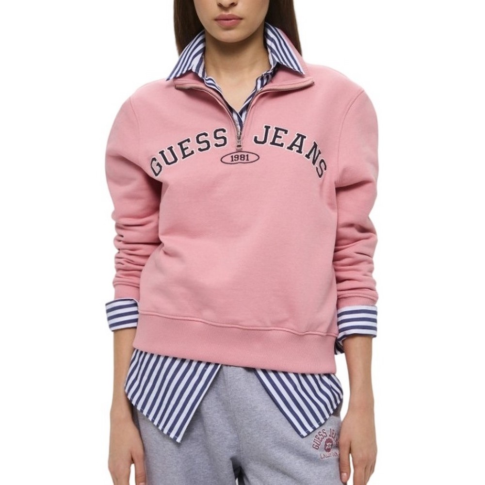 GUESS JEANS REG HALF ZIP SWEATSH ΜΠΛΟΥΖΑ ΦΟΥΤΕΡ ΓΥΝΑΙΚΕΙΑ PINK