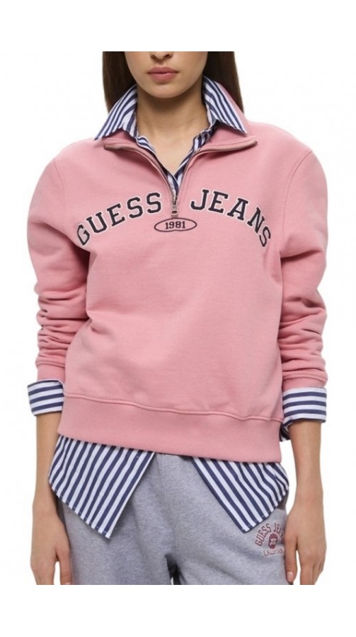 GUESS JEANS REG HALF ZIP SWEATSH ΜΠΛΟΥΖΑ ΦΟΥΤΕΡ ΓΥΝΑΙΚΕΙΑ PINK