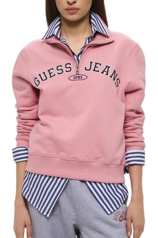 GUESS JEANS REG HALF ZIP SWEATSH ΜΠΛΟΥΖΑ ΦΟΥΤΕΡ ΓΥΝΑΙΚΕΙΑ PINK