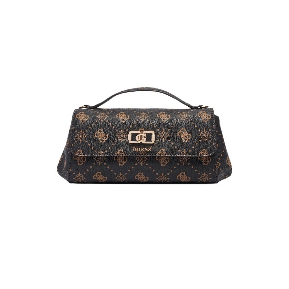 GUESS EMELIE LOGO FLAP CROSSBODY ΤΣΑΝΤΑ ΓΥΝΑΙΚΕΙΑ COFFEE
