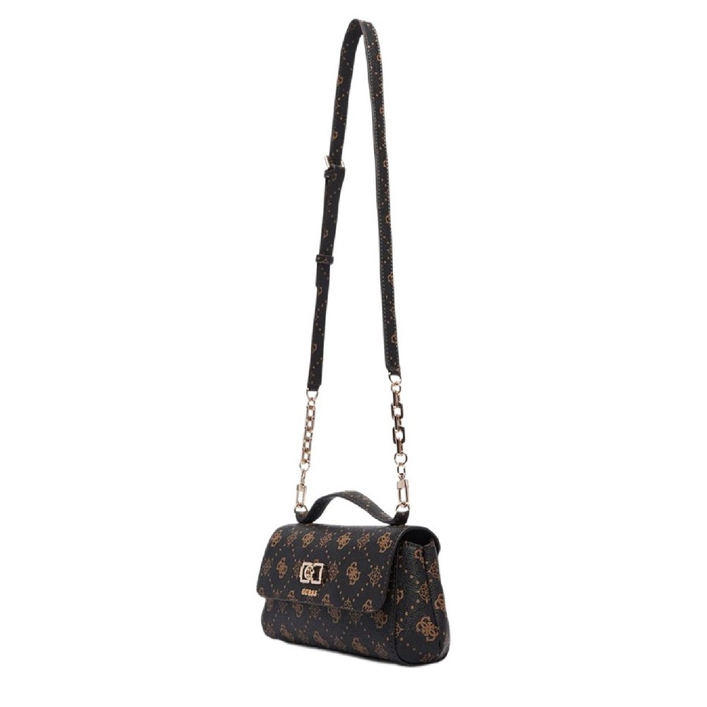 GUESS EMELIE LOGO FLAP CROSSBODY ΤΣΑΝΤΑ ΓΥΝΑΙΚΕΙΑ COFFEE