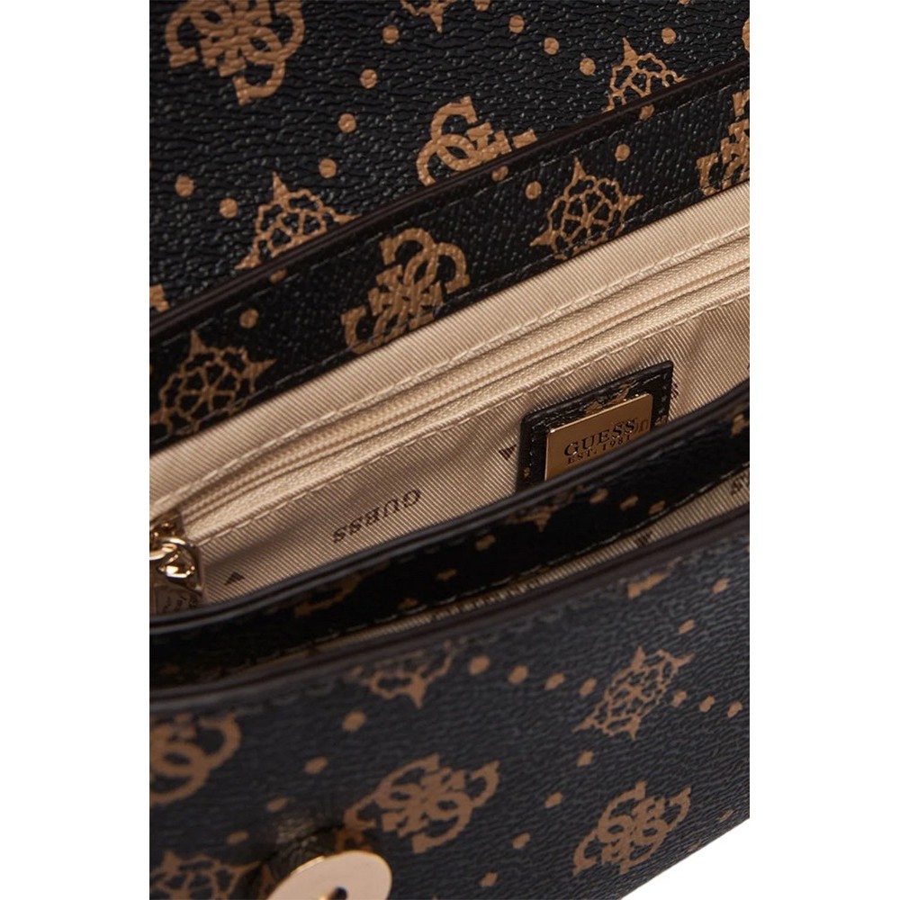 GUESS EMELIE LOGO FLAP CROSSBODY ΤΣΑΝΤΑ ΓΥΝΑΙΚΕΙΑ COFFEE
