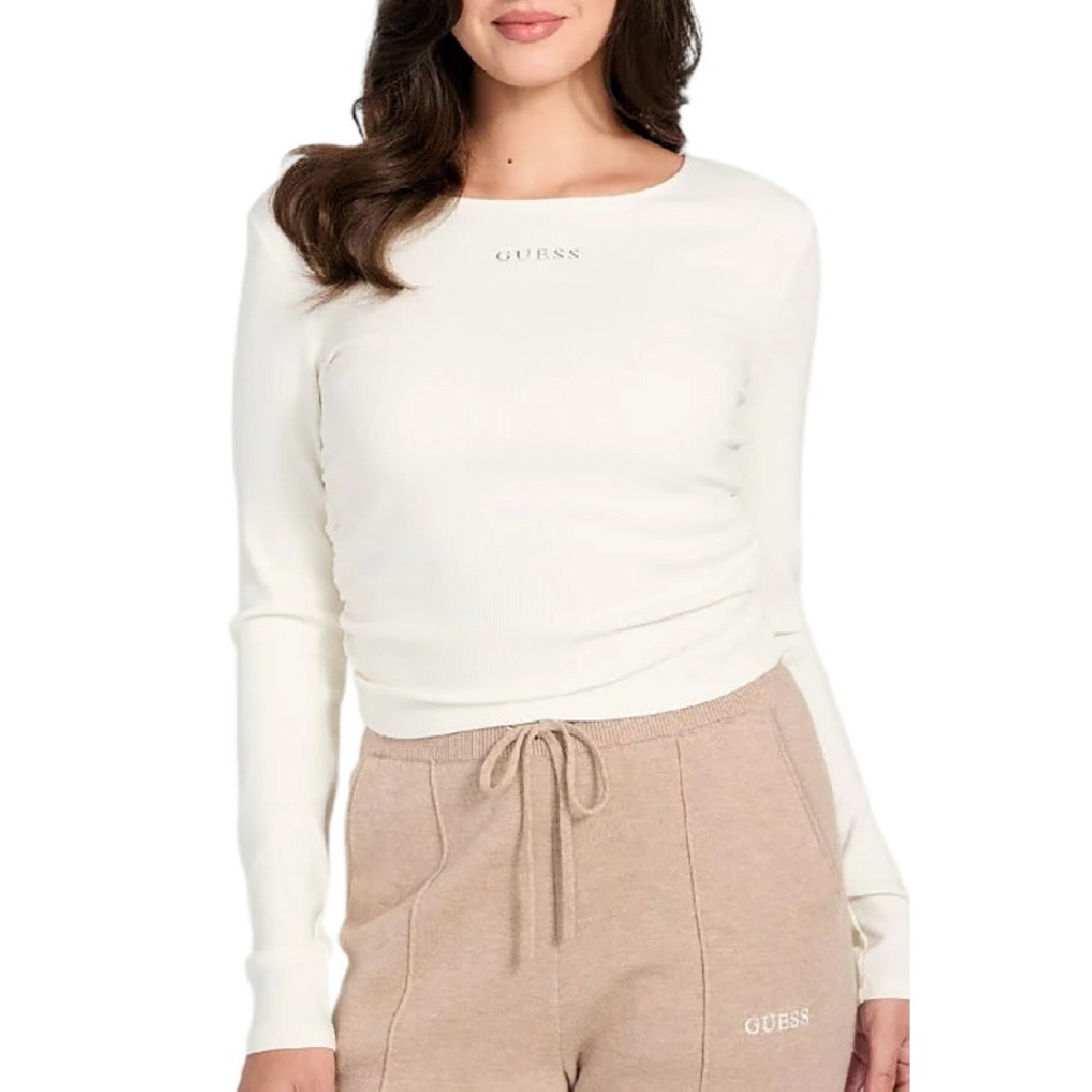 GUESS NAT RIB LS TOP ΜΠΛΟΥΖΑ ΓΥΝΑΙΚΕΙΑ ECRU