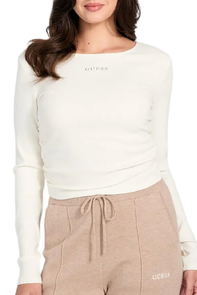 GUESS NAT RIB LS TOP ΜΠΛΟΥΖΑ ΓΥΝΑΙΚΕΙΑ ECRU
