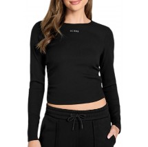 GUESS NAT RIB LS TOP ΜΠΛΟΥΖΑ ΓΥΝΑΙΚΕΙΑ BLACK