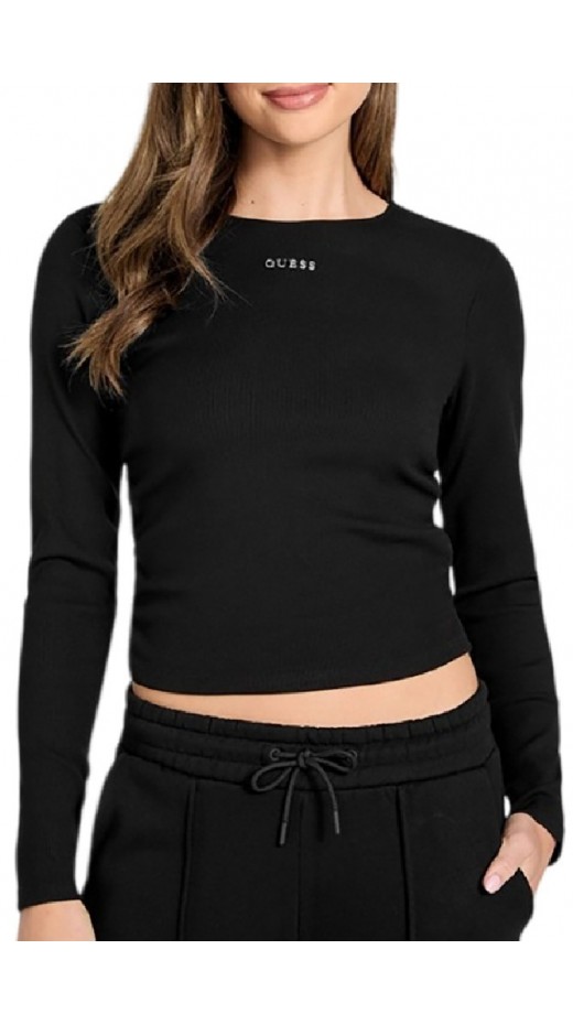GUESS NAT RIB LS TOP ΜΠΛΟΥΖΑ ΓΥΝΑΙΚΕΙΑ BLACK