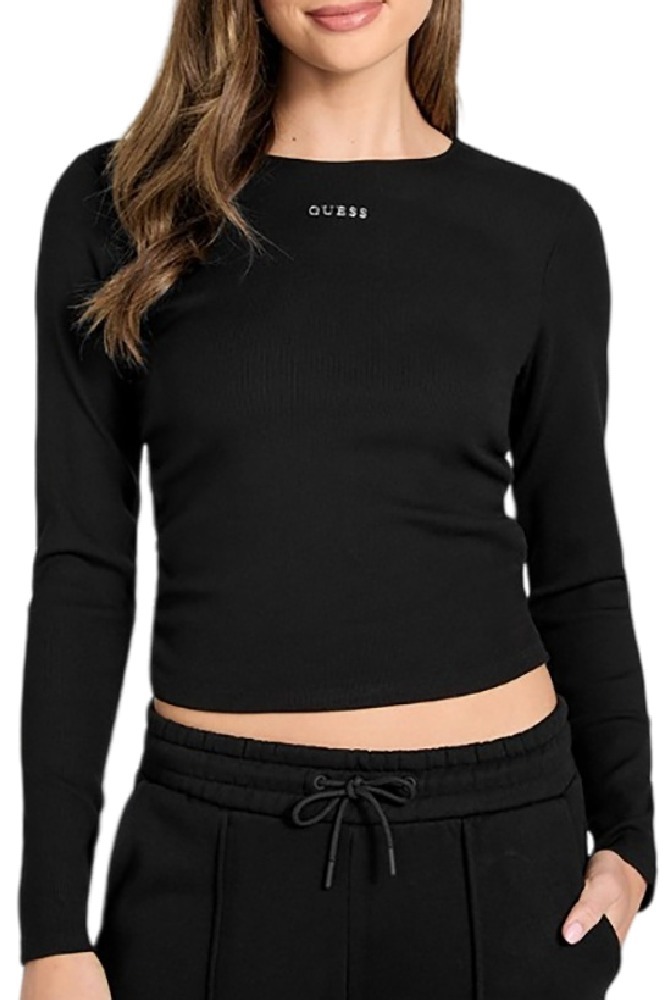 GUESS NAT RIB LS TOP ΜΠΛΟΥΖΑ ΓΥΝΑΙΚΕΙΑ BLACK