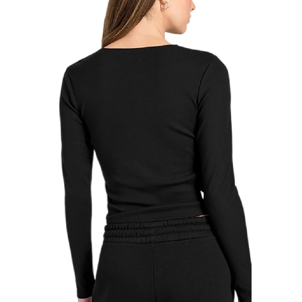 GUESS NAT RIB LS TOP ΜΠΛΟΥΖΑ ΓΥΝΑΙΚΕΙΑ BLACK