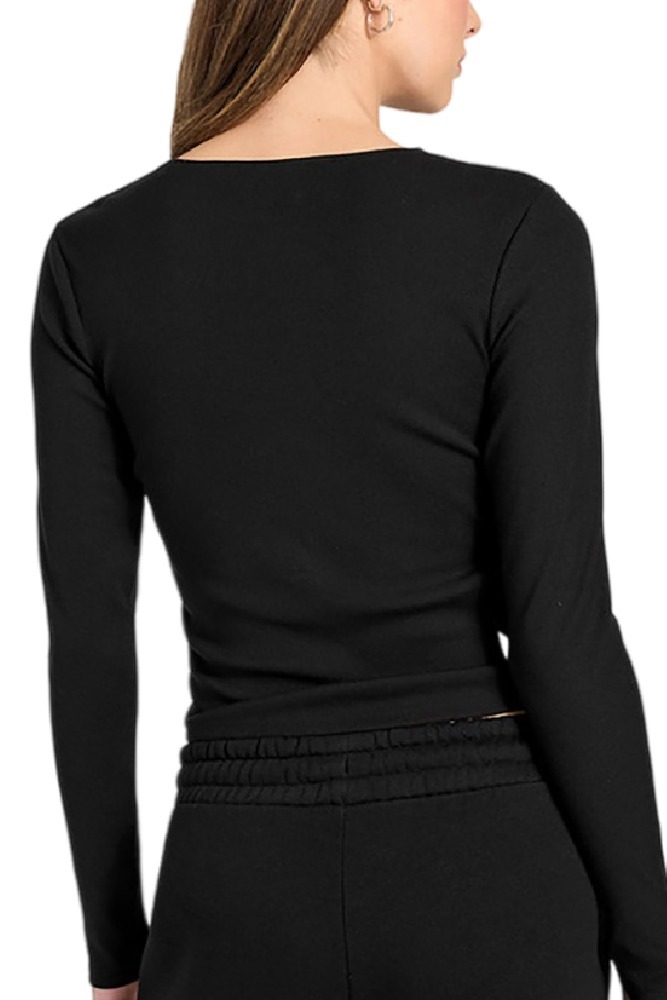 GUESS NAT RIB LS TOP ΜΠΛΟΥΖΑ ΓΥΝΑΙΚΕΙΑ BLACK
