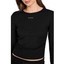 GUESS NAT RIB LS TOP ΜΠΛΟΥΖΑ ΓΥΝΑΙΚΕΙΑ BLACK
