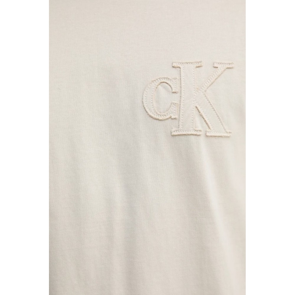 CALVIN KLEIN JEANS  APPLIQUE TEE T-SHIRT ΜΠΛΟΥΖΑ ΑΝΔΡΙΚΗ BEIGE