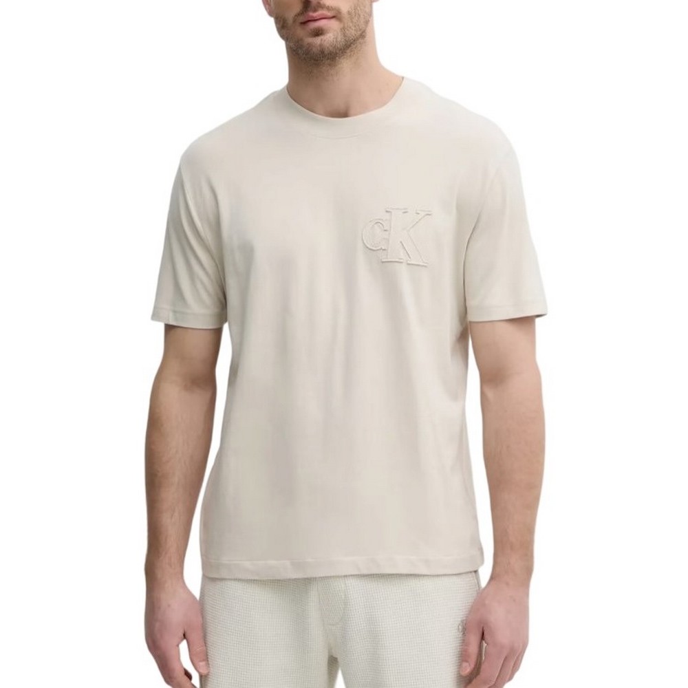 CALVIN KLEIN JEANS  APPLIQUE TEE T-SHIRT ΜΠΛΟΥΖΑ ΑΝΔΡΙΚΗ BEIGE