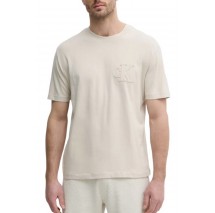CALVIN KLEIN JEANS  APPLIQUE TEE T-SHIRT ΜΠΛΟΥΖΑ ΑΝΔΡΙΚΗ BEIGE