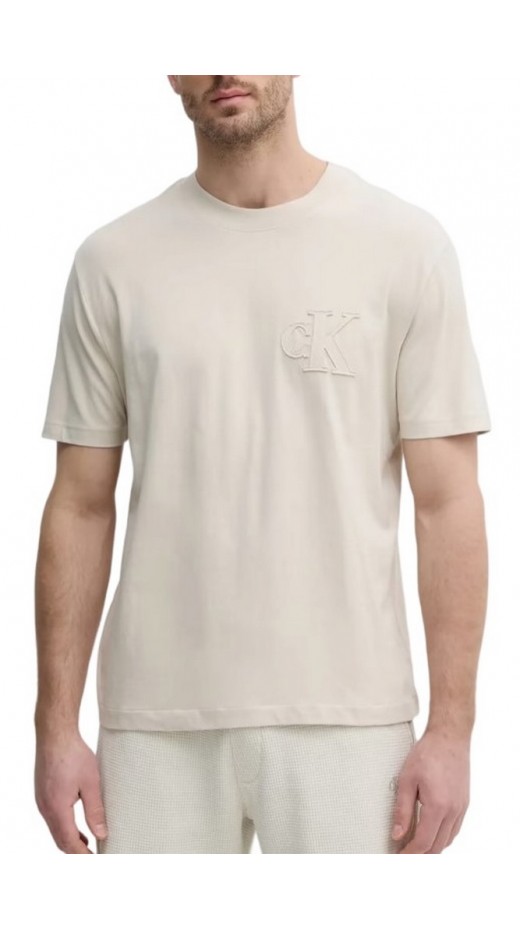 CALVIN KLEIN JEANS  APPLIQUE TEE T-SHIRT ΜΠΛΟΥΖΑ ΑΝΔΡΙΚΗ BEIGE