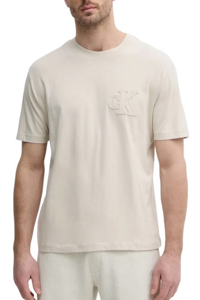 CALVIN KLEIN JEANS  APPLIQUE TEE T-SHIRT ΜΠΛΟΥΖΑ ΑΝΔΡΙΚΗ BEIGE