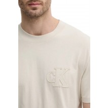 CALVIN KLEIN JEANS  APPLIQUE TEE T-SHIRT ΜΠΛΟΥΖΑ ΑΝΔΡΙΚΗ BEIGE