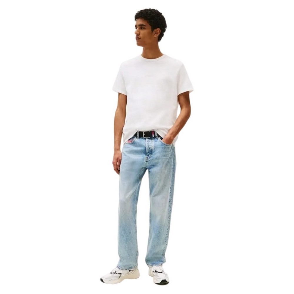 TOMMY JEANS SLIM WAFFLE SCRIPT TEE T-SHIRT ΜΠΛΟΥΖΑ ΑΝΔΡΙΚΗ OFF WHITE