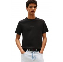 TOMMY JEANS SLIM WAFFLE SCRIPT TEE T-SHIRT ΜΠΛΟΥΖΑ ΑΝΔΡΙΚΗ BLACK