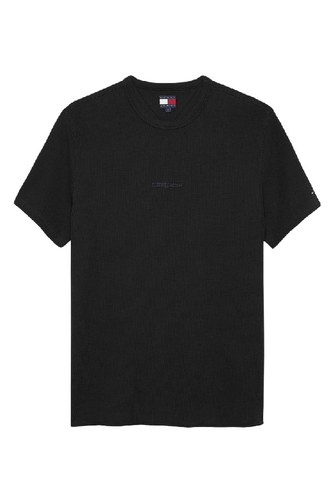TOMMY JEANS SLIM WAFFLE SCRIPT TEE T-SHIRT ΜΠΛΟΥΖΑ ΑΝΔΡΙΚΗ BLACK