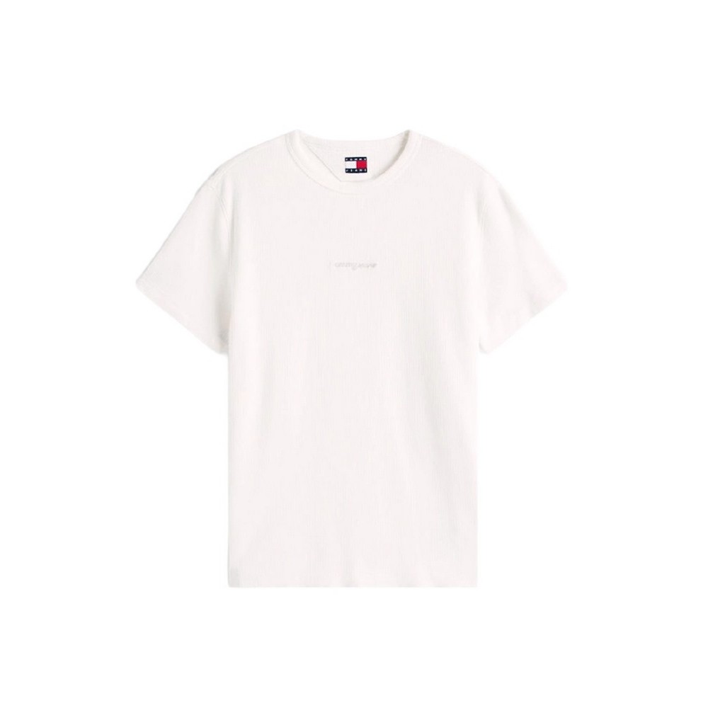 TOMMY JEANS SLIM WAFFLE SCRIPT TEE T-SHIRT ΜΠΛΟΥΖΑ ΑΝΔΡΙΚΗ OFF WHITE