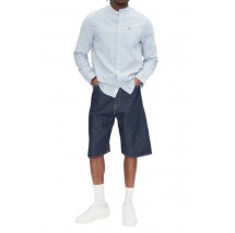 TOMMY JEANS LINEN MIX BAND COLLAR SHIRT ΠΟΥΚΑΜΙΣΟ ΑΝΔΡΙΚΟ BLUE