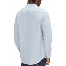 TOMMY JEANS LINEN MIX BAND COLLAR SHIRT ΠΟΥΚΑΜΙΣΟ ΑΝΔΡΙΚΟ BLUE