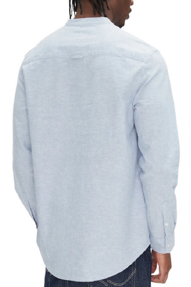 TOMMY JEANS LINEN MIX BAND COLLAR SHIRT ΠΟΥΚΑΜΙΣΟ ΑΝΔΡΙΚΟ BLUE