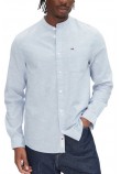 TOMMY JEANS LINEN MIX BAND COLLAR SHIRT ΠΟΥΚΑΜΙΣΟ ΑΝΔΡΙΚΟ BLUE
