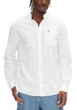 TOMMY JEANS LINEN MIX BAND COLLAR SHIRT ΠΟΥΚΑΜΙΣΟ ΑΝΔΡΙΚΟ ECRU