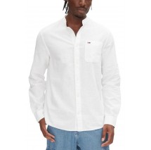 TOMMY JEANS LINEN MIX BAND COLLAR SHIRT ΠΟΥΚΑΜΙΣΟ ΑΝΔΡΙΚΟ ECRU