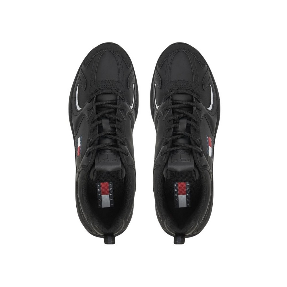 TOMMY JEANS RUNNER LEATHER ΠΑΠΟΥΤΣΙ ΑΝΔΡΙΚΟ BLACK