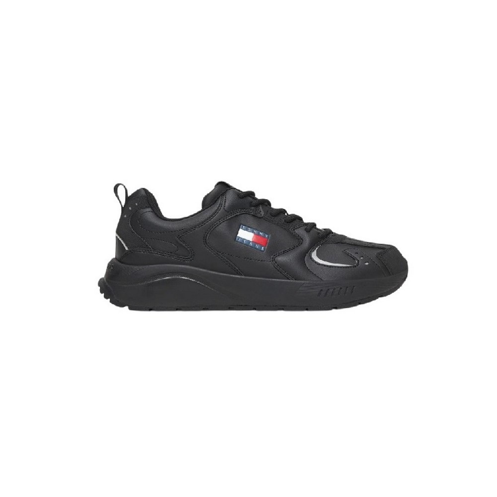 TOMMY JEANS RUNNER LEATHER ΠΑΠΟΥΤΣΙ ΑΝΔΡΙΚΟ BLACK