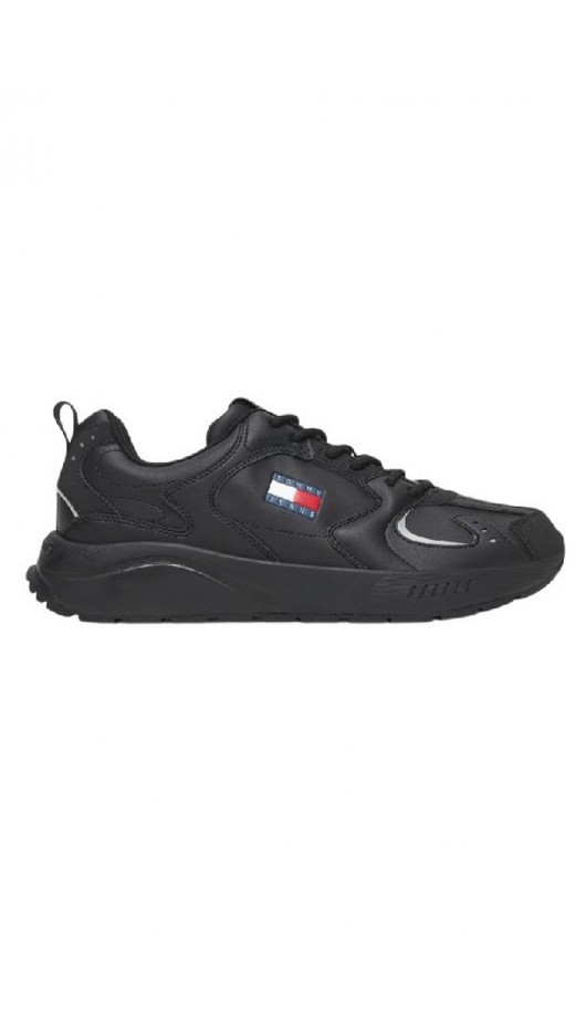 TOMMY JEANS RUNNER LEATHER ΠΑΠΟΥΤΣΙ ΑΝΔΡΙΚΟ BLACK
