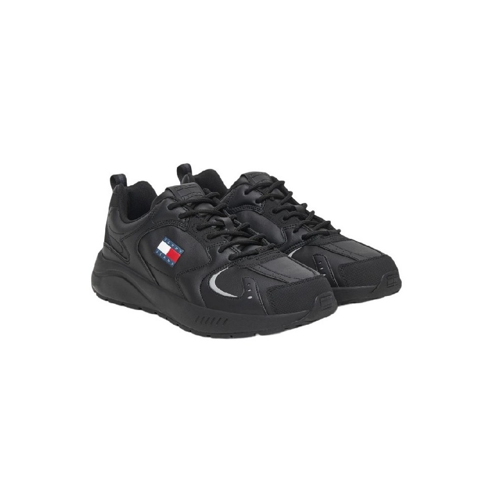 TOMMY JEANS RUNNER LEATHER ΠΑΠΟΥΤΣΙ ΑΝΔΡΙΚΟ BLACK