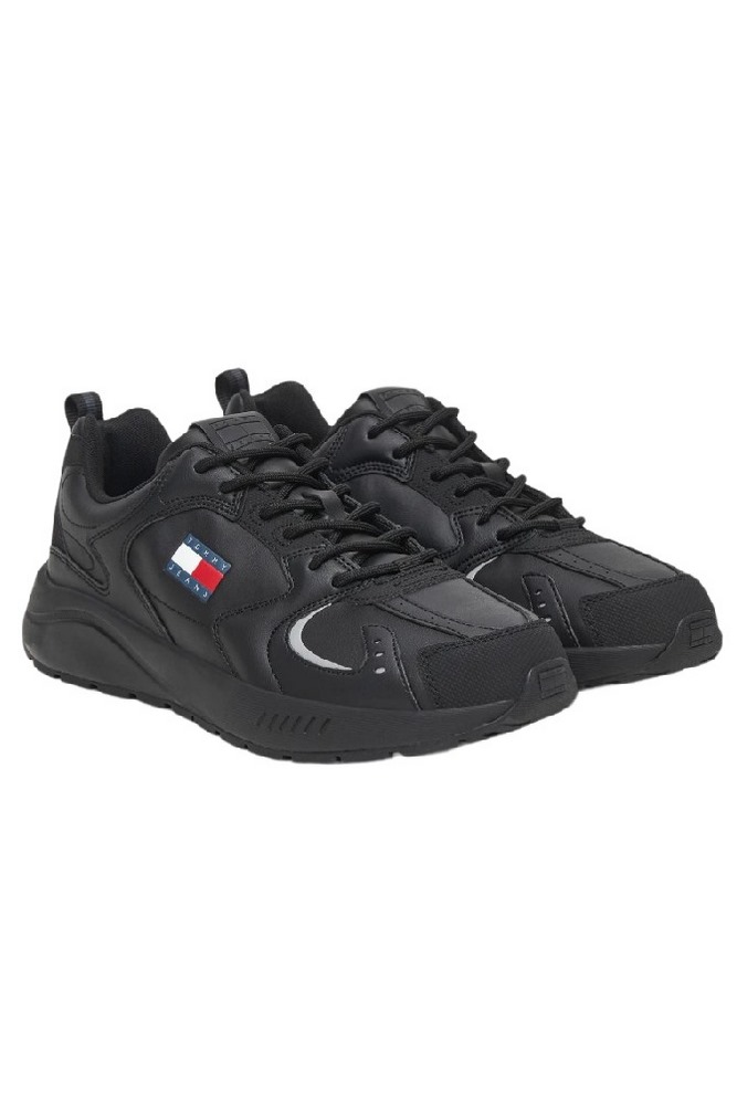 TOMMY JEANS RUNNER LEATHER ΠΑΠΟΥΤΣΙ ΑΝΔΡΙΚΟ BLACK
