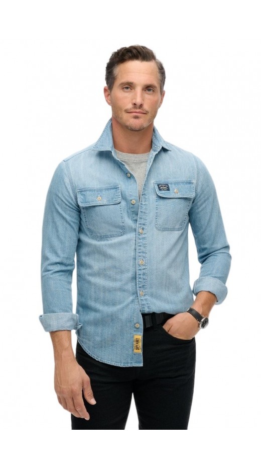 SUPERDRY D2 OVIN EMBROIDERED WORKWEAR SHIRT ΠΟΥΚΑΜΙΣΟ ΑΝΔΡΙΚΟ LIGHT DENIM