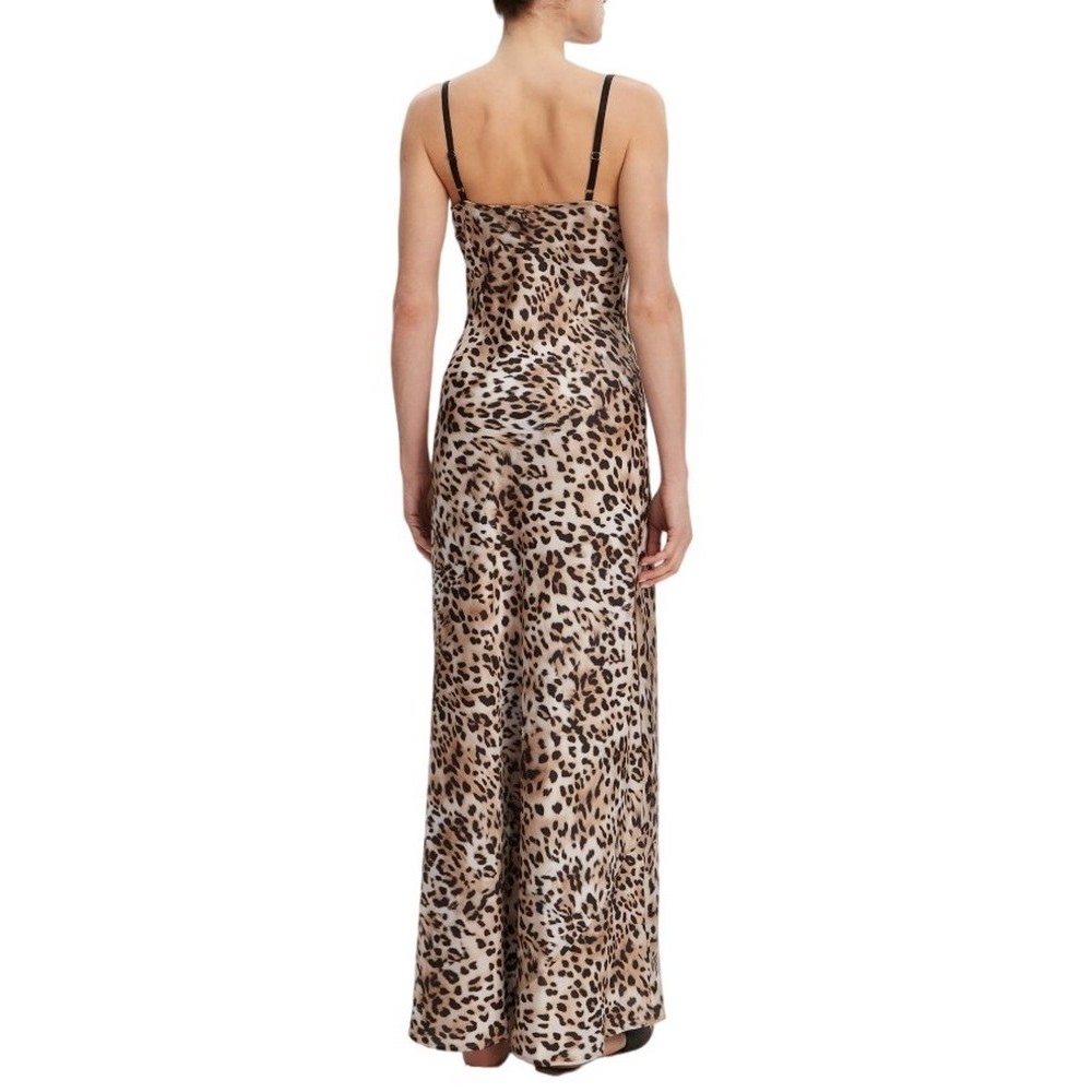 GUESS ADLE LACE NECKLINE LONG DRESS ΦΟΡΕΜΑ ΓΥΝΑΙΚΕΙΟ ANIMAL PRINT