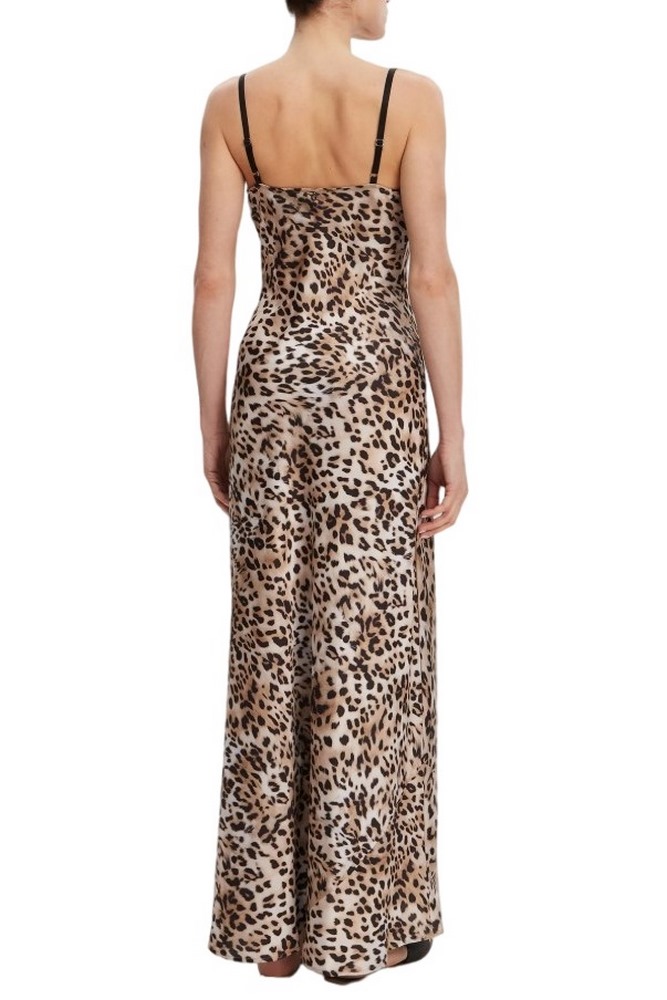 GUESS ADLE LACE NECKLINE LONG DRESS ΦΟΡΕΜΑ ΓΥΝΑΙΚΕΙΟ ANIMAL PRINT
