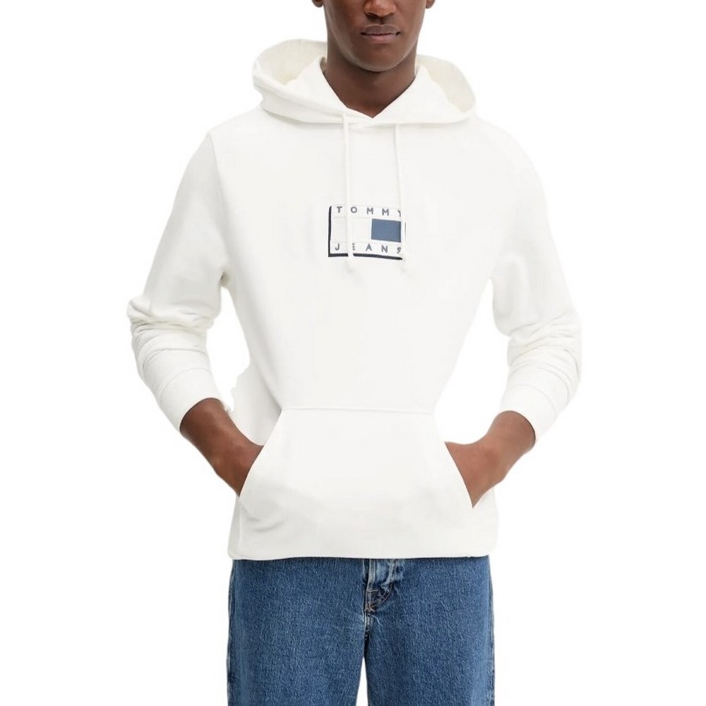 TOMMY JEANS REG POP CLR FLAG HOODIE EXT ΦΟΥΤΕΡ ΜΠΛΟΥΖΑ ΑΝΔΡΙΚΗ OFF WHITE