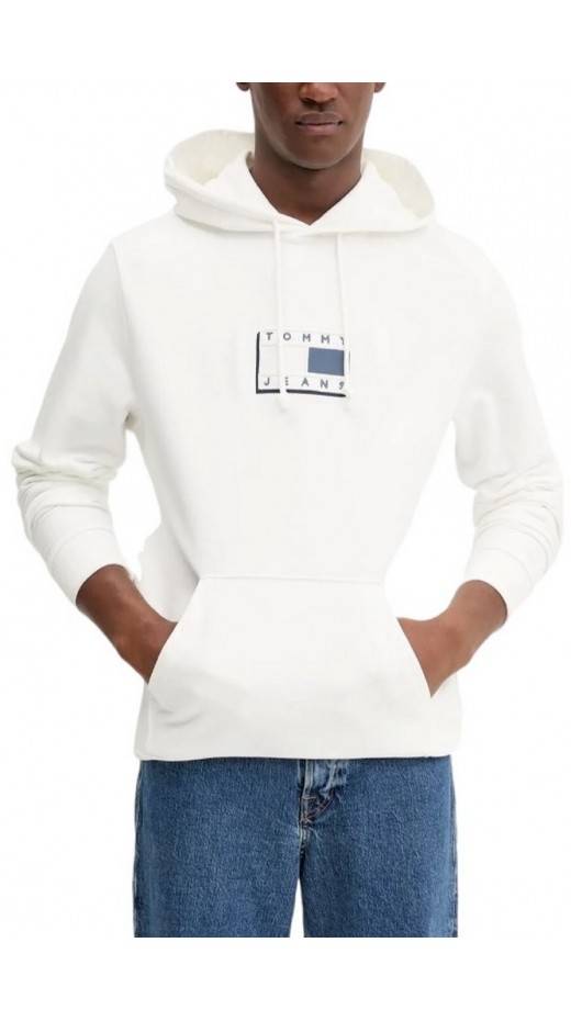 TOMMY JEANS REG POP CLR FLAG HOODIE EXT ΦΟΥΤΕΡ ΜΠΛΟΥΖΑ ΑΝΔΡΙΚΗ OFF WHITE