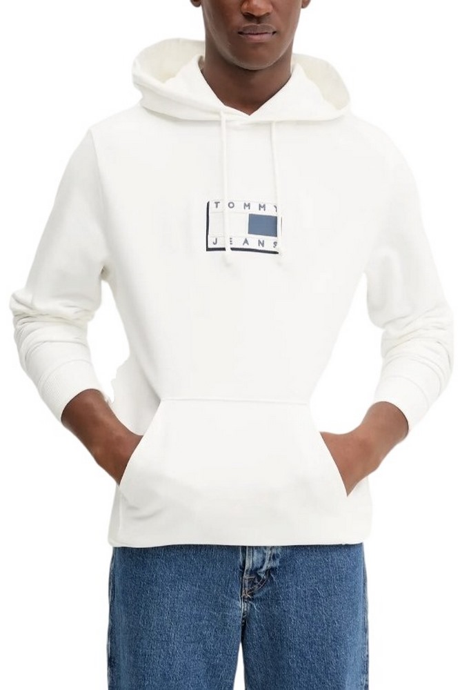 TOMMY JEANS REG POP CLR FLAG HOODIE EXT ΦΟΥΤΕΡ ΜΠΛΟΥΖΑ ΑΝΔΡΙΚΗ OFF WHITE