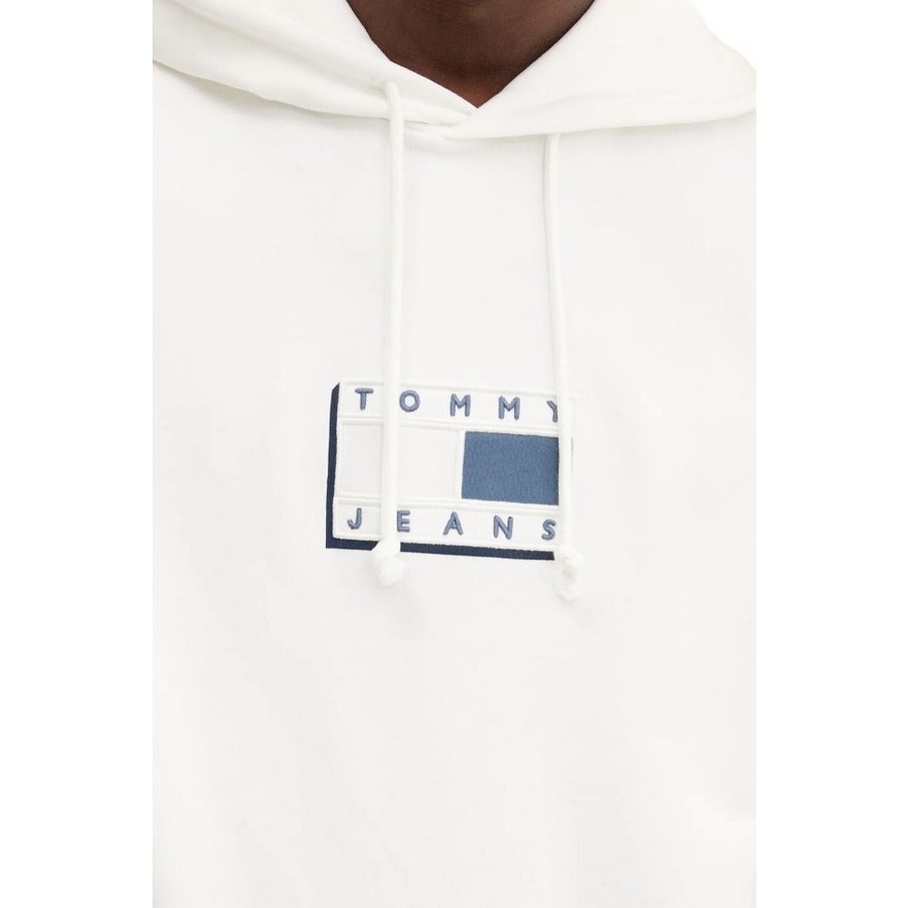 TOMMY JEANS REG POP CLR FLAG HOODIE EXT ΦΟΥΤΕΡ ΜΠΛΟΥΖΑ ΑΝΔΡΙΚΗ OFF WHITE